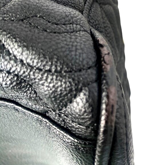 Betsey Johnson Quilted Black Lips Faux Leather Satchel Bag & Pom Poms Love Coll - Picture 12 of 14